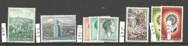 Luxemburg (1961 - 1964), Michel Nrn. 641, 642, 690- 692, 695, 697 postfrisch/MNH