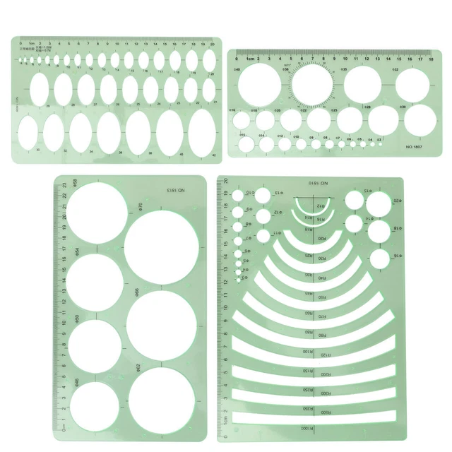 Pet Ruler Designs 4 PCS THE Pet Drawing Template Ruler Geometric Painting Stencils ...