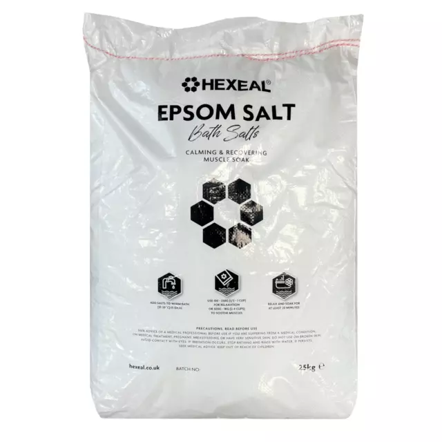 Hexeal EPSOM SALT | 25kg Bag | FCC Food Grade | Magnesium Sulphate