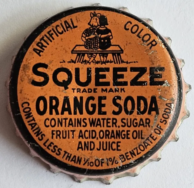 Squeeze Orange Soda Cork Lined Soda Bottle Cap; Lockrite - Used