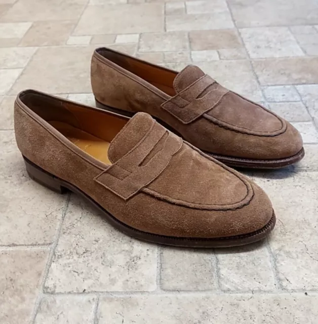 VINTAGE GRENSON TAN Suede Oxford Shoes Mens UK 9 F Brown Leather Slip ...