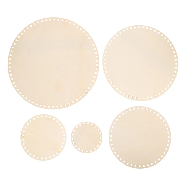 5 piezas Cesta redonda hágalo usted mismo Bolso de mano inferior suministros de tejido Bolso de madera moldeador