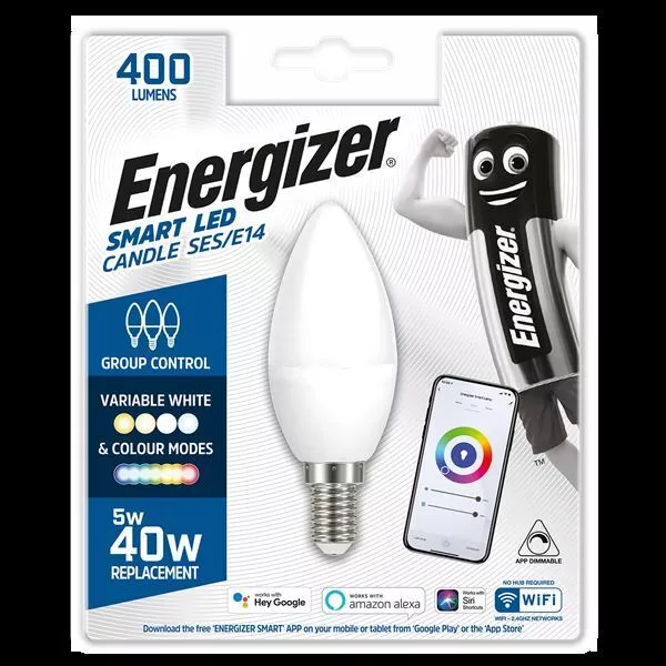 Energizer Smart E14 (SES) Kerze 5W LED Farbwechsel Glühbirne-Alexa-Google-Siri