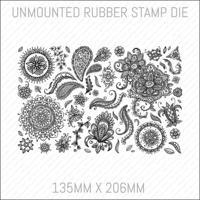 Henna Mehndi Floral Unmounted Rubber Stamp Die Card Making Scrapbooking - ST0503