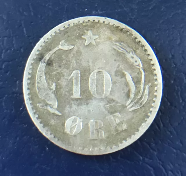 Denmark 1888 Key Date 10 Ore Coin .400 Silver Christian Ix - Free Uk P+P