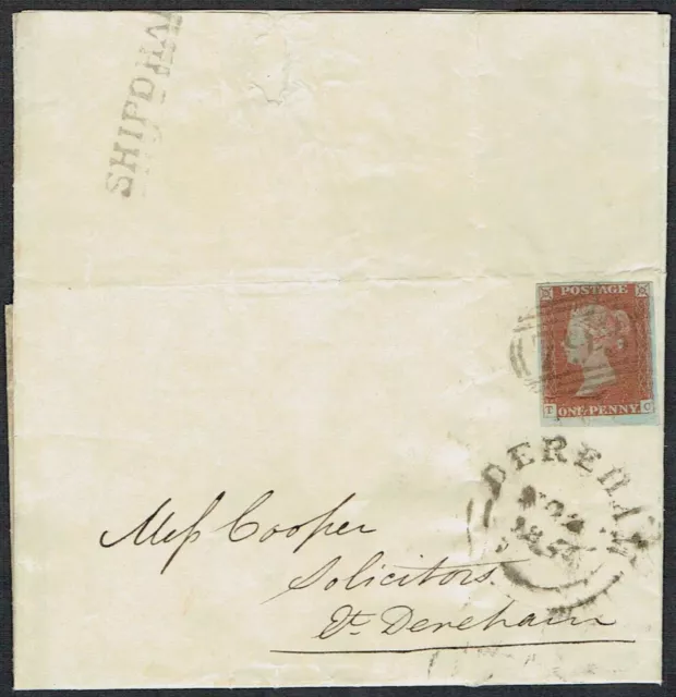 Norfolk PH 1844 1d Red Pl 49 TC 4m '793' of Shipdham SHIPDHAM straightline stamp