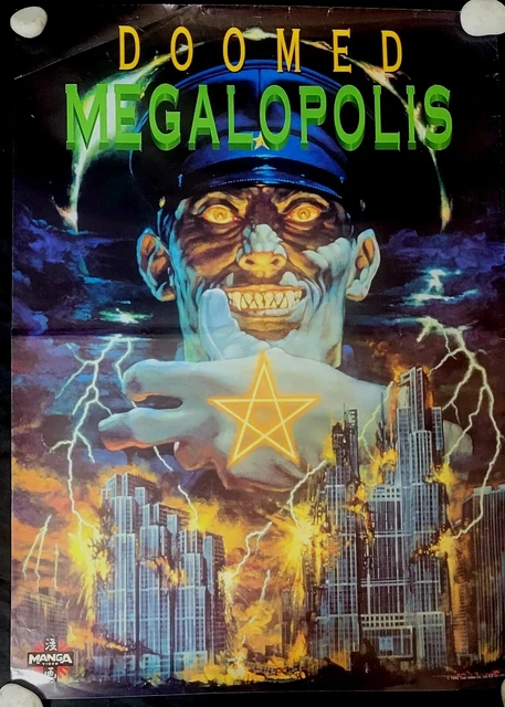 MANGA VIDEO POSTER Doomed Megalopolis - Rolled 1992 Toei Video 20x28in UK PROMO