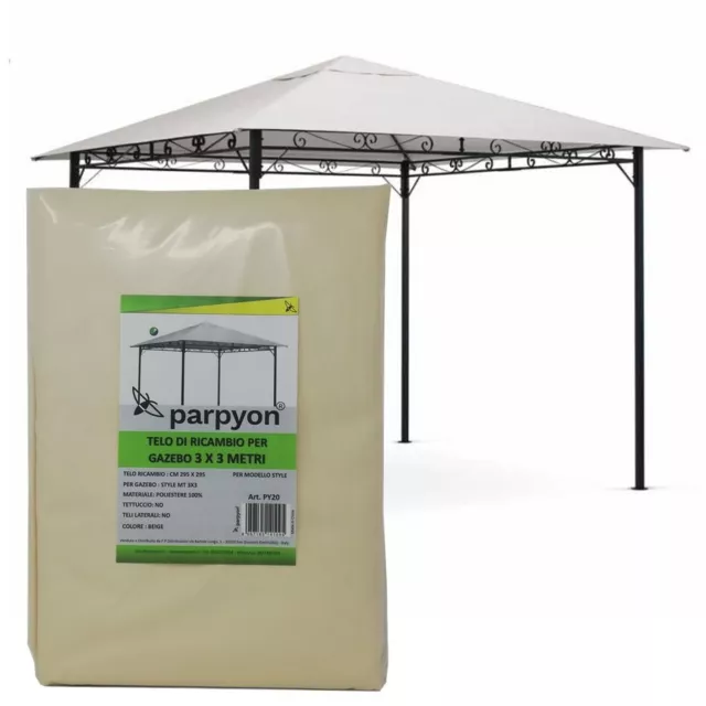 parpyon Telo Ricambio Gazebo 3x3 Copertura In Tessuto Poliestere 100%