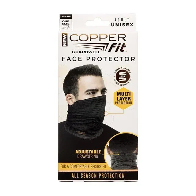 Copper Fit Guardwell Face Protector Mask Gaiter Adult Charcoal/Black Drawstring