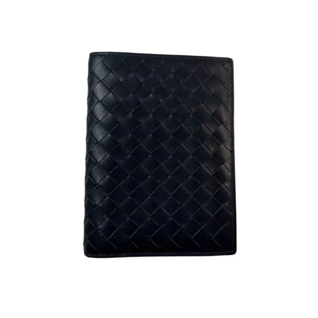 BOTTEGA VENETA Intrecciato blue leather bifold wallet