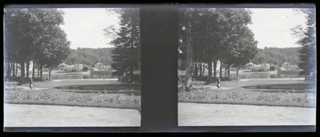 Landscape c1930 Photo NEGATIVE Stereo Glass Plate Vintage V34L5n 2