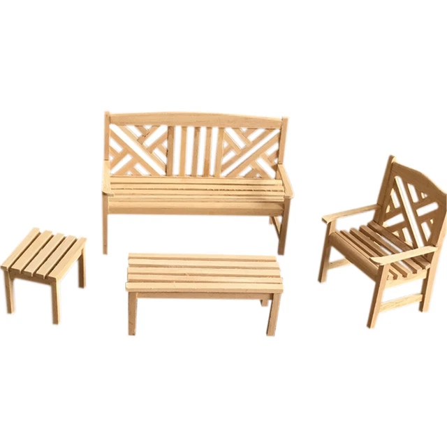 Mini Dollhouse Miniature Wooden Beach Table Chair In Fairy Garden Accessory