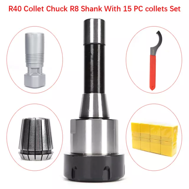 15Pcs ER40 Precision Spring Collet Set Milling Lathe CNC Chuck Bit Holder Tool