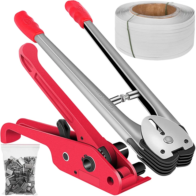 Kit Cerclage Professionnel VEVOR - Tendeur + Scelleur + 100m Bande PP + 100 Joints | Pour Palettes Et Emballage