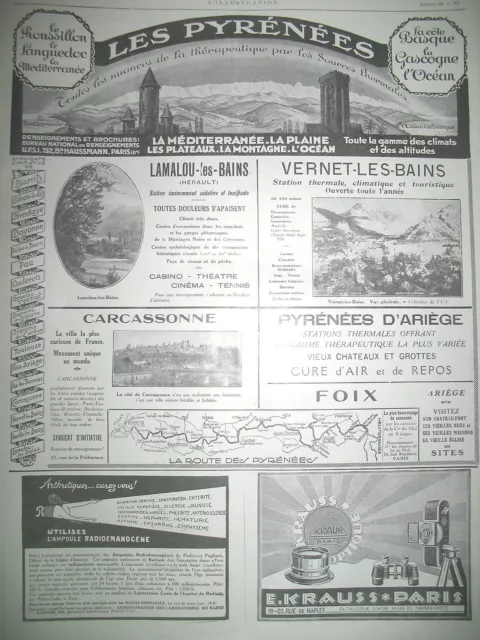 Publicite De Presse Les Pyrenees Mediterranee A L'ocean French Advertising 1926