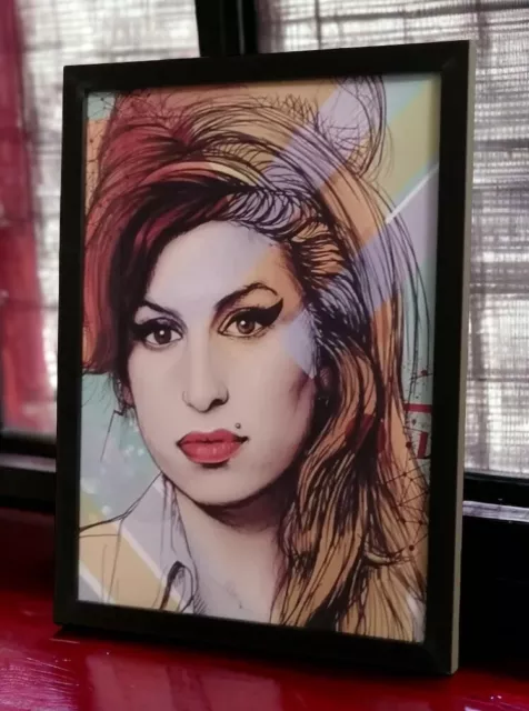 AMY Winehouse Framed Picture New Size A4 Wall Hanging