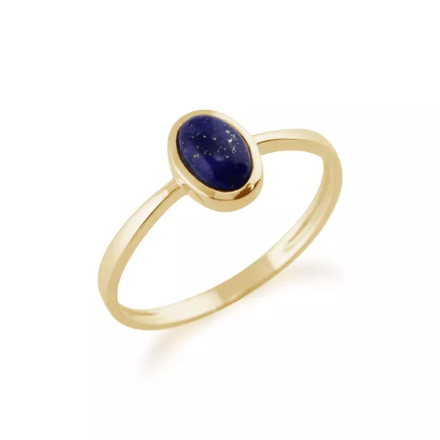 Gemondo 9ct Yellow Gold 0.56ct Lapis Lazuli Single Stone Oval Framed Ring 2