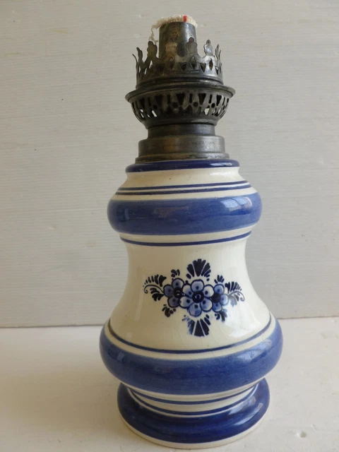 LAMPE A PETROLE Porcelaine De Bayeux Complete Meche Bobeche Verre Cristal 19° S EUR 145,00
