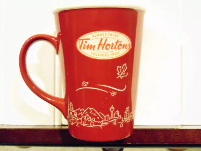 Tim Hortons 16 oz coffee Mug Ltd Ed #010 Canada Skyline Maple leaf 2010