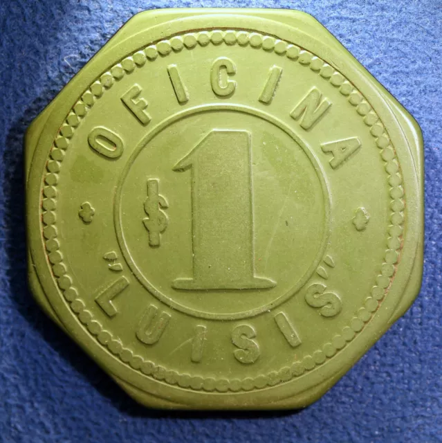 Chile nitrate mine token - Compania Esmeralda Salitrera, $1, Oficina Luisis 2