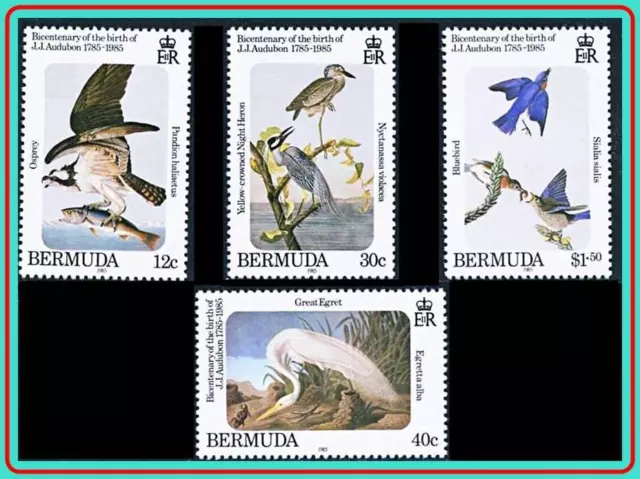 Bermuda 1985 Audubon Vögel Sc #465-68 MNH Cv $ 14.00 ( Do Du Understand Cvalue