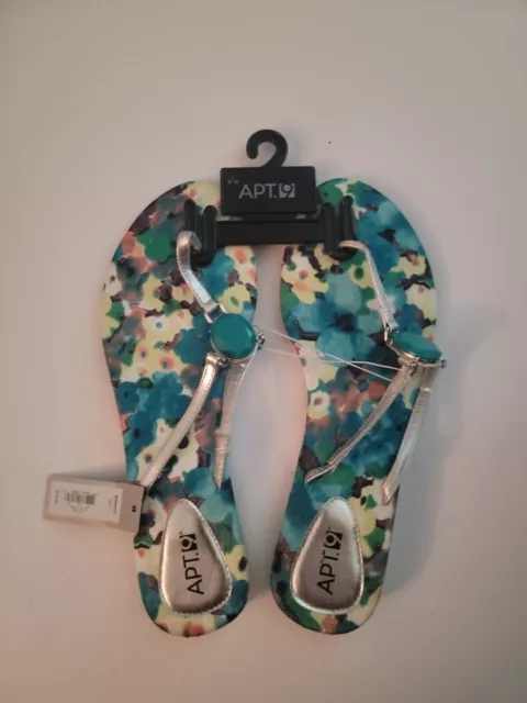 APT 9 womens size L 9-10 Teal/Blue Coral Flip Flop/Sandal/ ladies Kohls /NEW