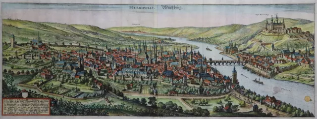 Würzburg - Herbipolis Würtzburg -Merian 1642 -Originaler großer Kupferstich -Rar