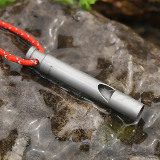 1pc Ultralight Titanium Whistle with Cord Portable Emergency Camping Whistle-wq