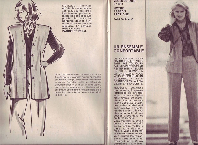 Patron De Couture Vintage - Modèle Ensemble Veste, Pantalon, Blouse - Réf. 51261