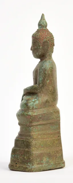 16th Century, Shan, Antique Burmese Bronze Seated Buddha 7