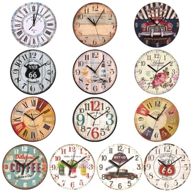 Wood Color Wall Clock Non Ticking 9 Inch Battery Operated Round