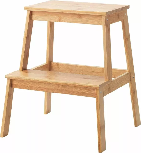 Bamboo Step Stool Sturdy Wood Ladders Home Shop Bar Toddler Kitchen Step Ladder