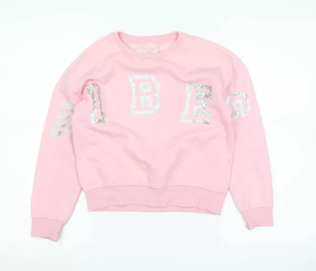 Active Girls Pink Round Neck Cotton Pullover Jumper Size 10-11 Years