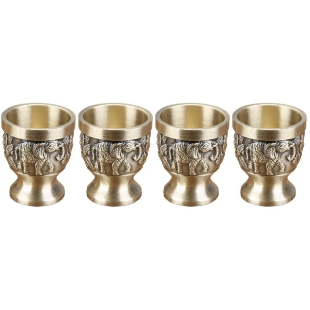 4 pcs Vintage Verres à Liqueur Calice Royal Laiton Tourné En Verre