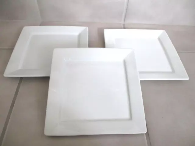 3 Home Trends Canopy White 8 1/2" Square Luncheon Salad Plates Set of 3