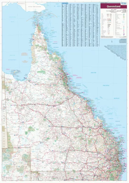 Detailed Queensland State Roads Qld Map Of Australia Aus Chart Premium Poster 2