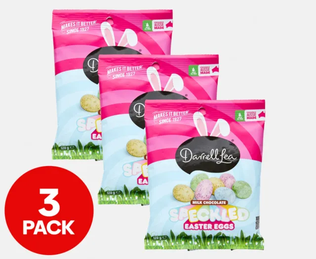 3 x Darrell Lea Milk Chocolate Speckled Easter Eggs 120g