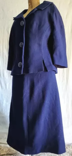 Vintage 1960s Mod, Designer Dan Millstein Tailored Skirt, Suit Midnight Blue L 2