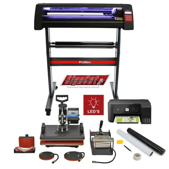 Plotter de Découpe Vinyle LED, Presse à Chaud 5 en 1, Imprimante, Kit de Découpe