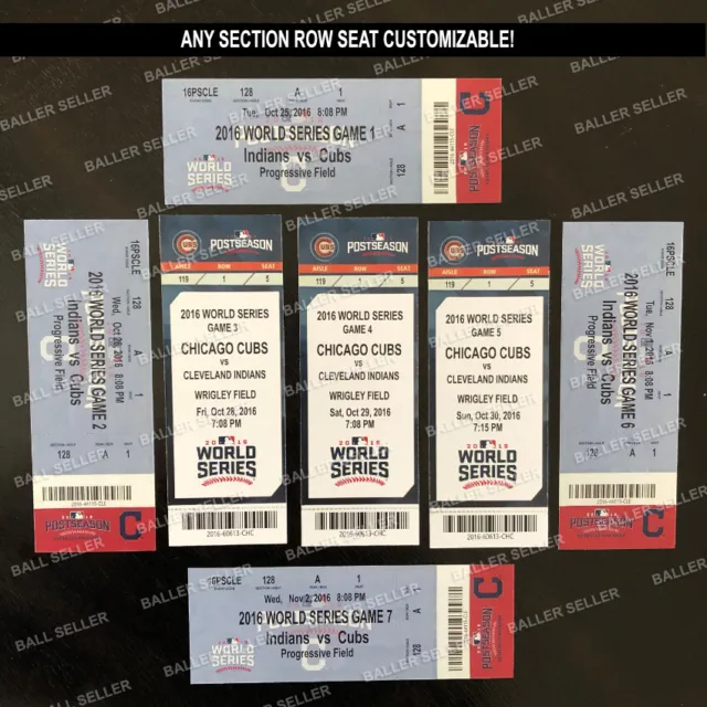2016 World Series Souvenir Ticket Stub Cubs Indians ANY SECTION ROW SEAT!