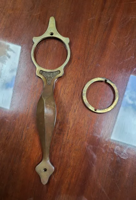 1953 Vintage Art Deco Solid Brass Front Entry Door Pull Handle Plate Antique HW