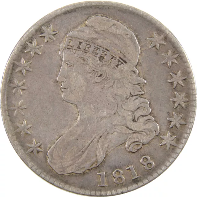 1818 Capped Bust Half Dollar VF 89.24% Silver 50c SKU:I11162