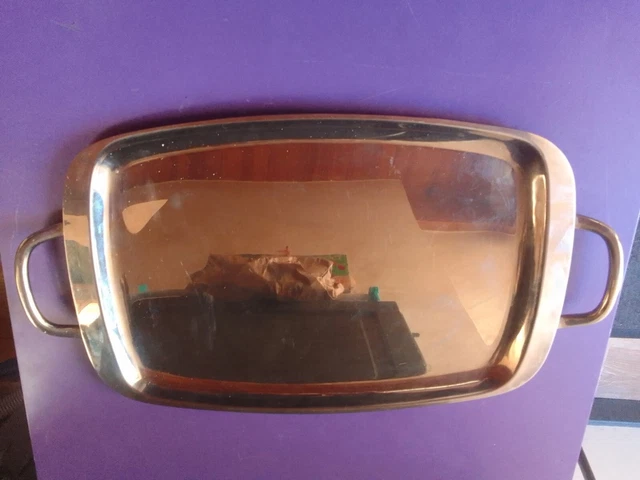 GRAND PLATEAU DE service vintage en métal argenté EUR 115,00 - FR