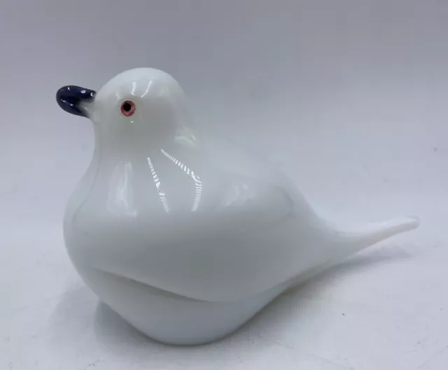 VTG Orient and Flume Art Glass Dove White Bird Figurine Paperweight 6” Signed