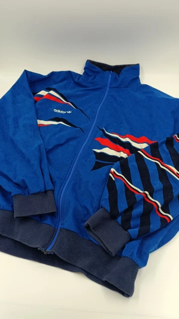 Veste Bomber Adidas Vintage 1986 - Taille M - Bleu Marine/rouge/blanc - Occasion Très Bon état