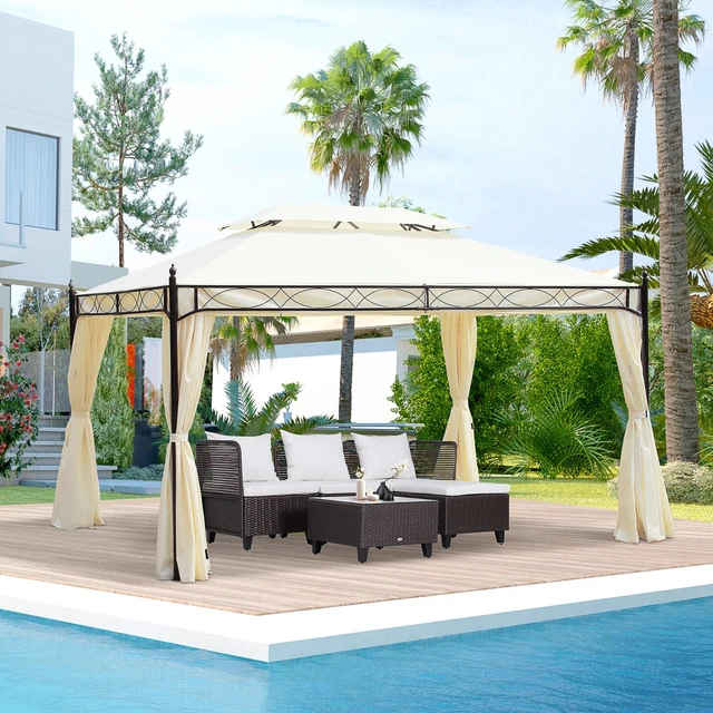 B-Ware Outsunny Luxuspavillon Gartenpavillon Partyzelt Festzelt Gartenzelt