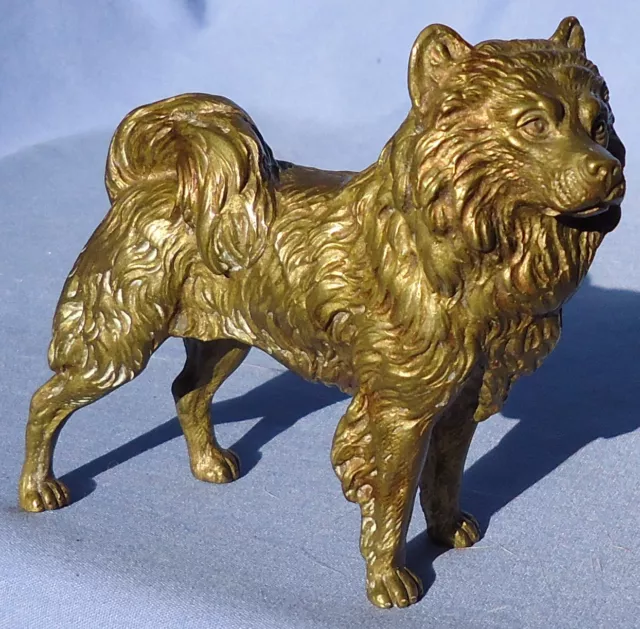 Samoyed Spitz Chow Chow Bronze Austria Dog Figurine Marked 5" Samoyed Spitz Chow Chow Bronze Austria Dog Figurine Marked 5"
