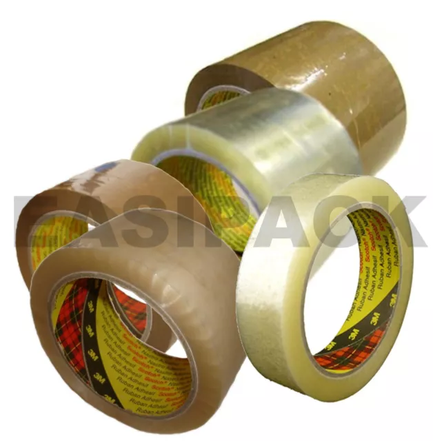 Scotch 3M 371 Heavy Duty Clear Buff Parcel / Packing Tape Rolls 25mm 48mm & 75mm