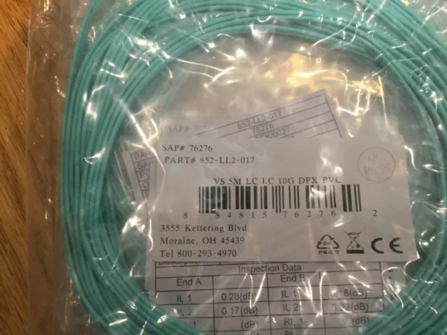 *NEW*LOT QTy(5) AQUA 5 Meter LC-LC 50/125 OM3 Duplex Multimode 5M  PVC Fiber