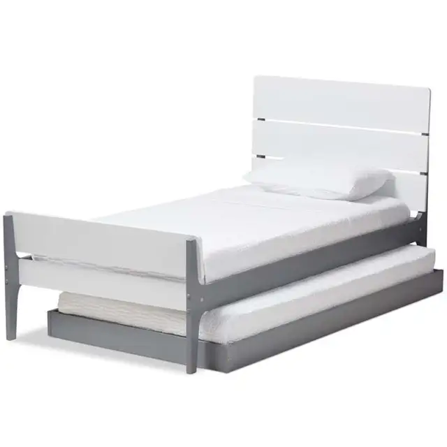 Baxton Studio Nereida Twin Slat Platform Bed with Trundle in White